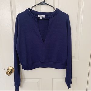 Missguided navy blue crop sweatshirt